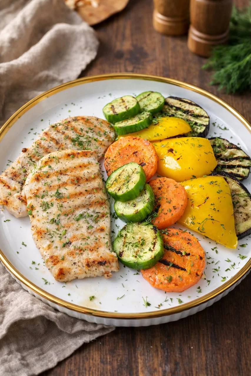 Куриная грудку с овощами