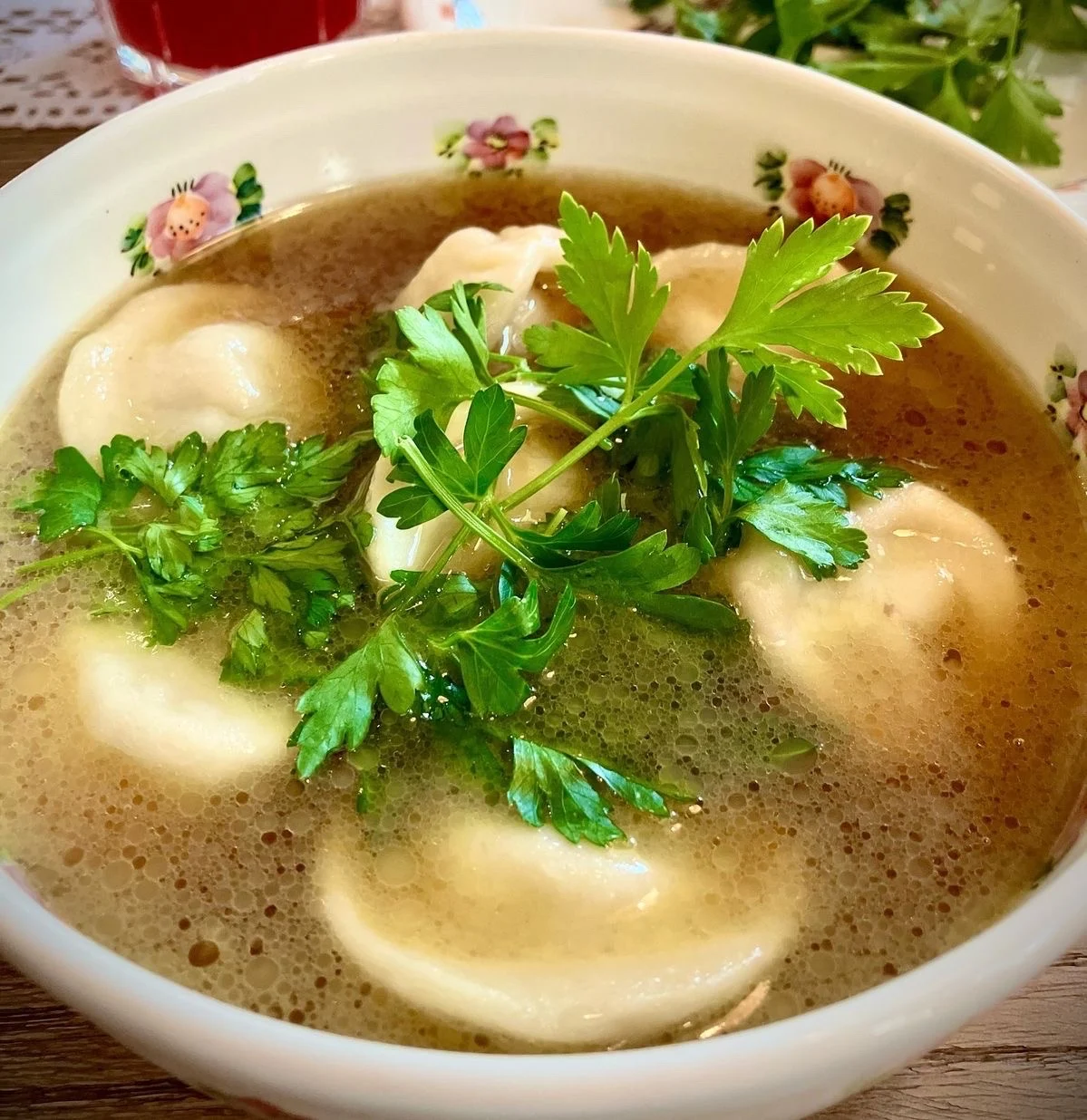 Пельмени говяжие с бульоном